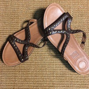 Fitflop STRATA Whipstitch Leather Slide Sandals